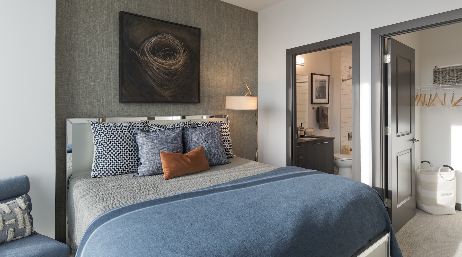 Relax and recharge in beautiful and spacious bedrooms a bedroom with a bed and two doors