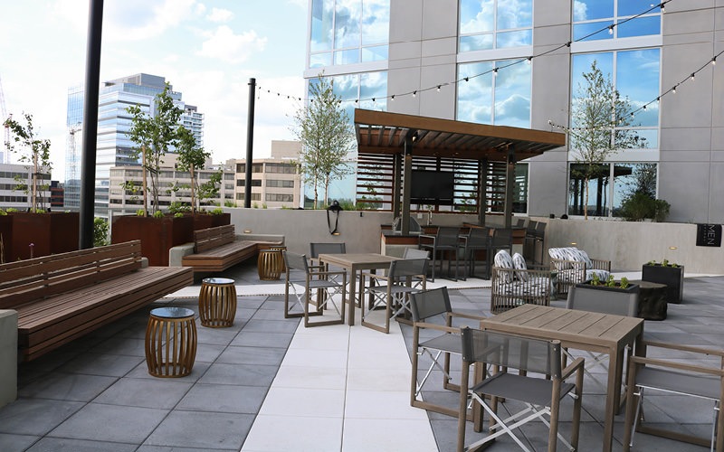 rooftop grill and eating area
