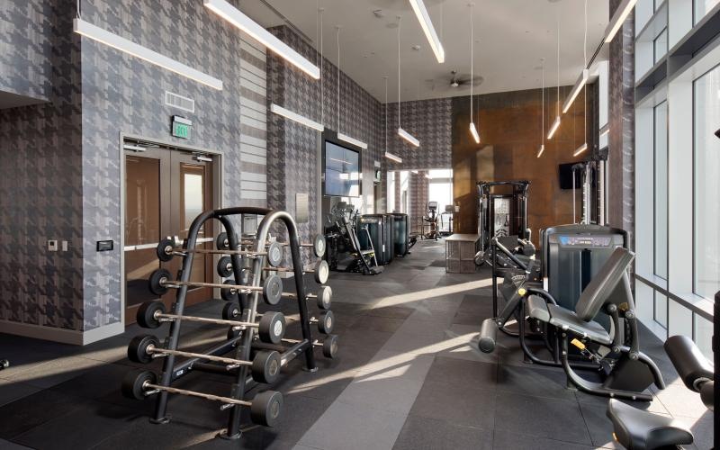 a gym with exercise equipment